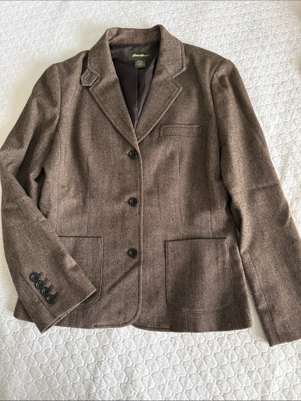 Eddie Bauer Brown Wool-Blend Tailored Blazer